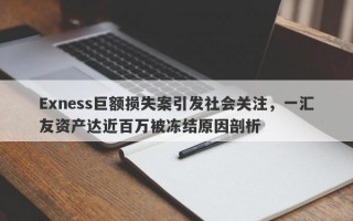 Exness巨额损失案引发社会关注，一汇友资产达近百万被冻结原因剖析