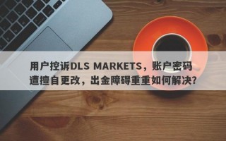 用户控诉DLS MARKETS，账户密码遭擅自更改，出金障碍重重如何解决？