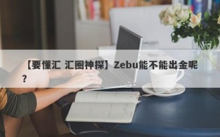 【要懂汇 汇圈神探】Zebu能不能出金呢？
