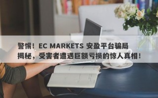 警惕！EC MARKETS 安盈平台骗局揭秘，受害者遭遇巨额亏损的惊人真相！