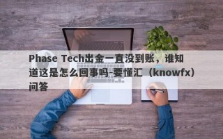 Phase Tech出金一直没到账，谁知道这是怎么回事吗-要懂汇（knowfx）问答