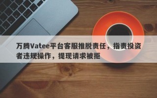 万腾Vatee平台客服推脱责任，指责投资者违规操作，提现请求被拒