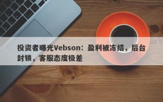 投资者曝光Vebson：盈利被冻结，后台封锁，客服态度极差