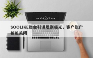 SOOLIKE赠金引诱规则曝光，客户账户被迫关闭