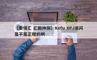 【要懂汇 汇圈神探】Kefu XPJ请问是不是正规的啊
