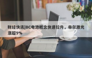 财经快讯|BC电池概念快速拉升，帝尔激光涨超9%