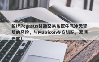 解析Pegasus智能交易系统牛气冲天背后的风险，与Mabicon券商错配，漏洞严重！