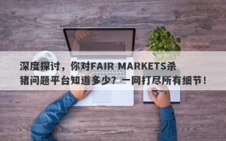 深度探讨，你对FAIR MARKETS杀猪问题平台知道多少？一网打尽所有细节！