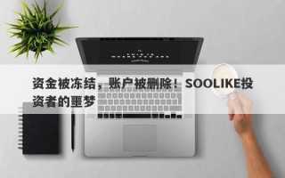 资金被冻结，账户被删除！SOOLIKE投资者的噩梦