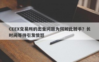 CEEX交易所的出金问题为何如此棘手？长时间等待引发愤怒