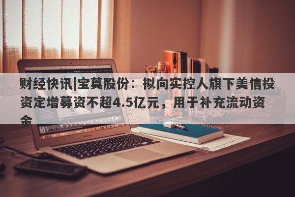 财经快讯|宝莫股份：拟向实控人旗下美信投资定增募资不超4.5亿元，用于补充流动资金-第1张图片-要懂汇圈网